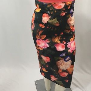 H&M size 6 high waisted floral midi skirt