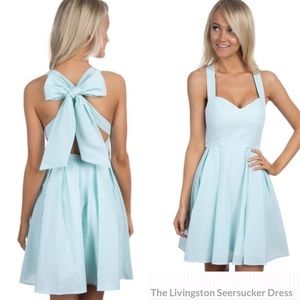 Lauren James Livingston Dress TealGreen Seersucker