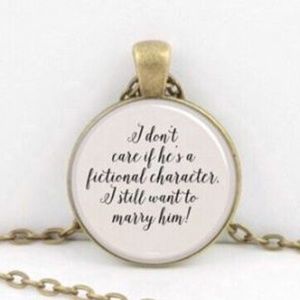 Quote Glass/Bronze Necklace