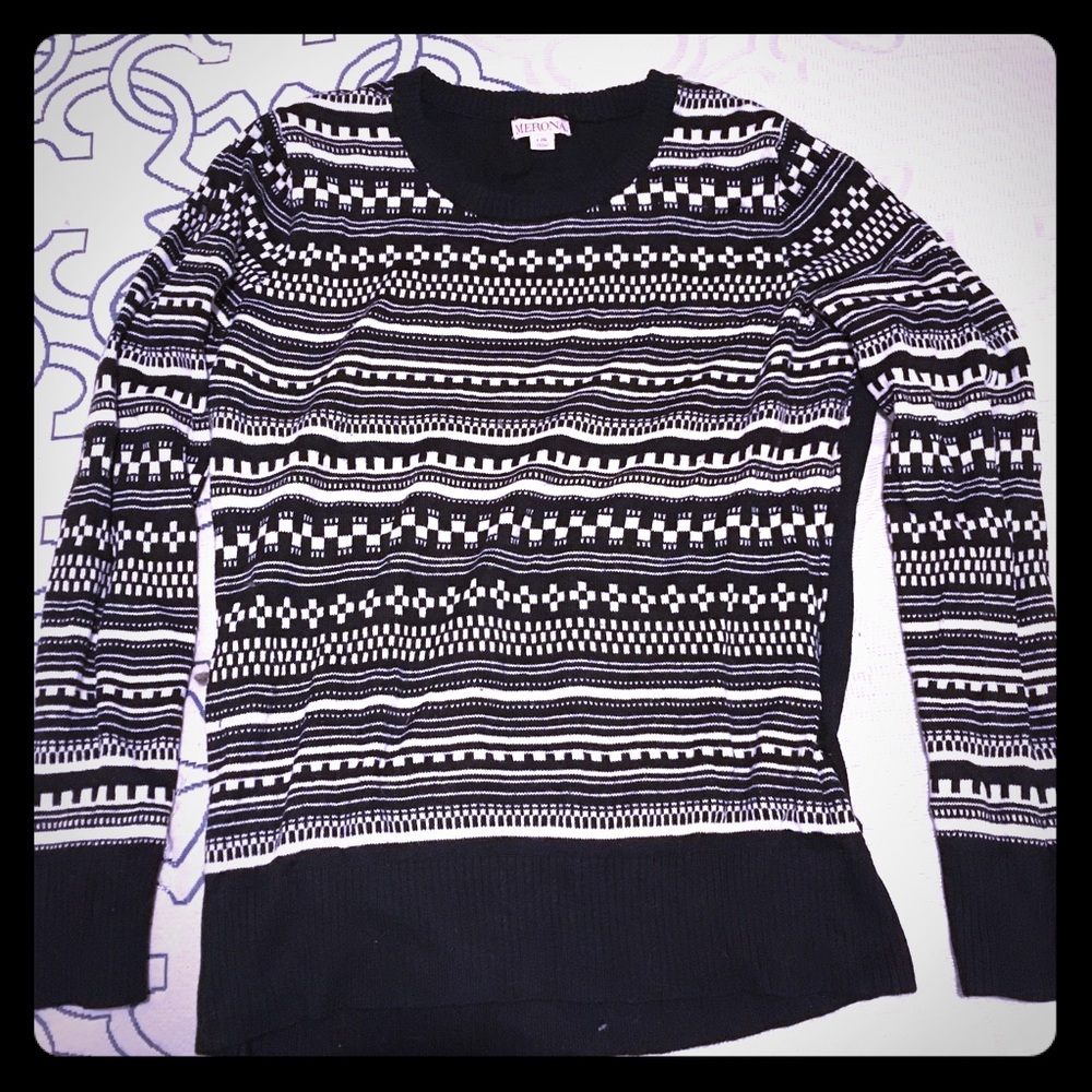 Merona Black and White Patterned Winter Sweater