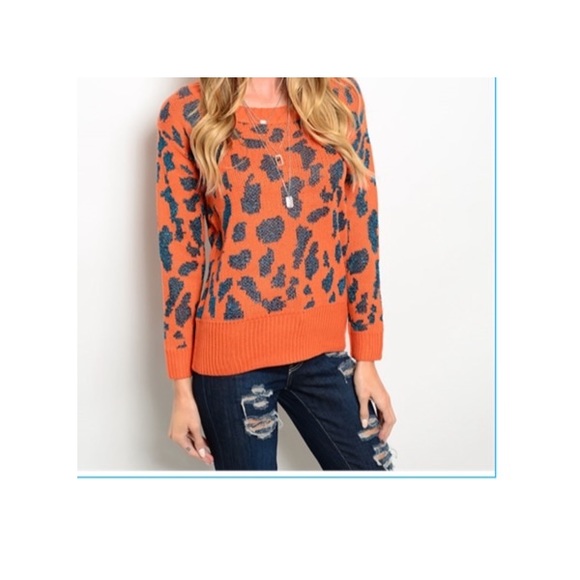 Sweaters - 5/25  New! Orange and Navy Metallic sweater