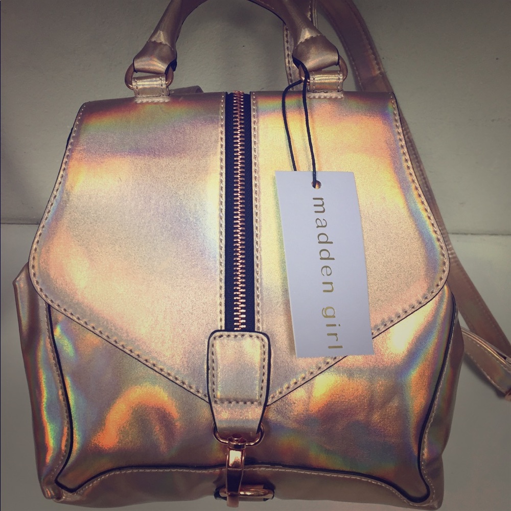 Madden Girl Metallic Pink Mini Backpack