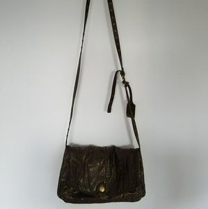 RARE Frye gold/brown snake texture crossbody bag