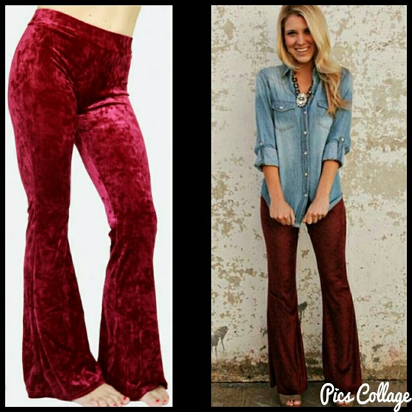 velvet flare pants outfit