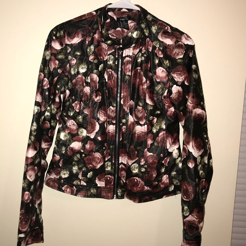 Floral Leather jacket