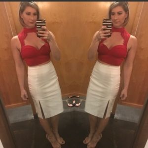 White Bebe pencil skirt.