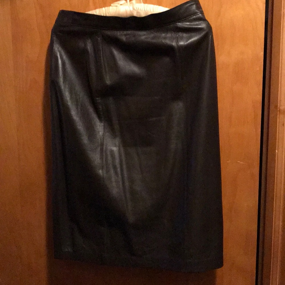 St. John Designer Leather Skirt