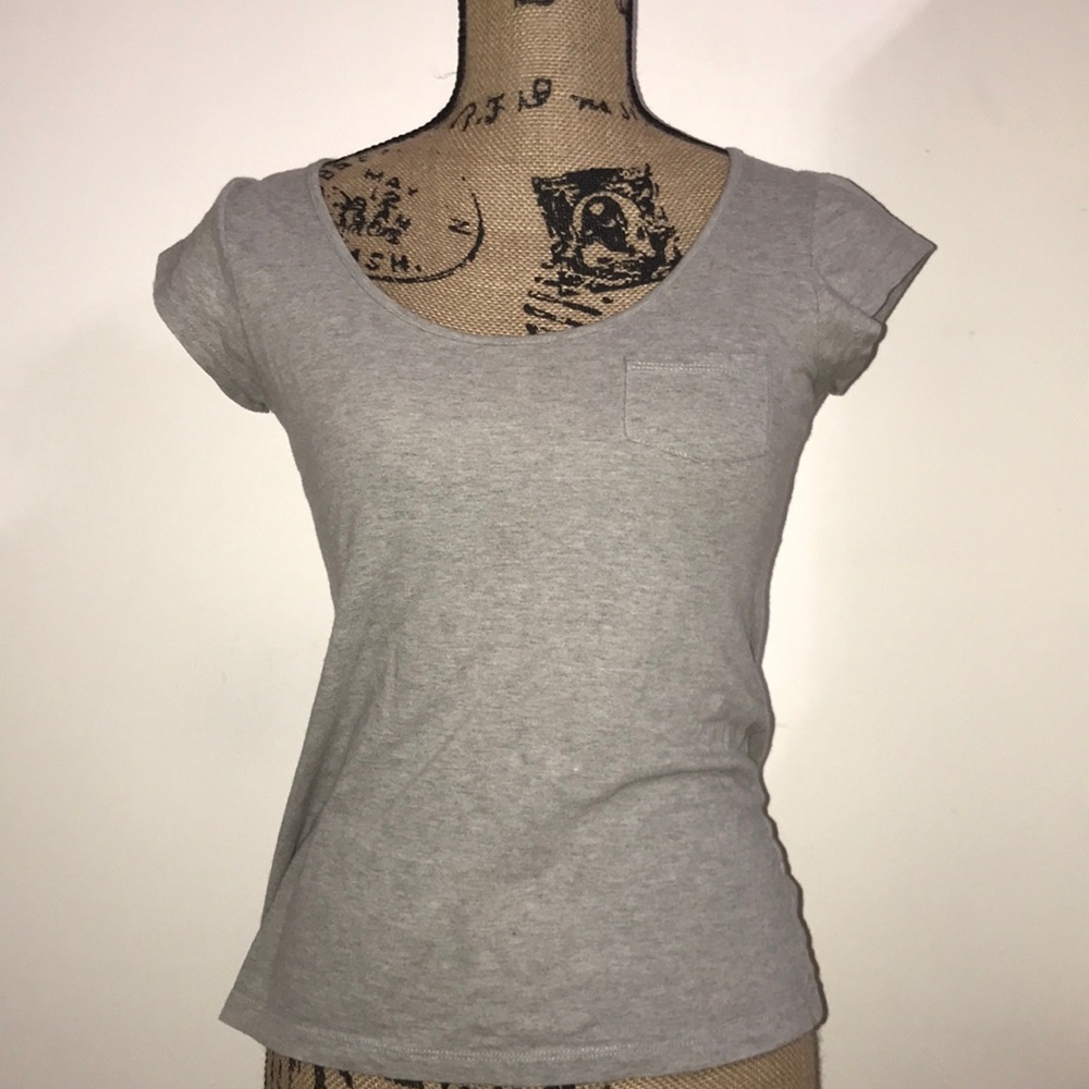 BASIC Grey  capped sleeve tee