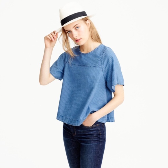 NWOT J. Crew Swing Top in Spanish Indigo - Picture 2 of 4