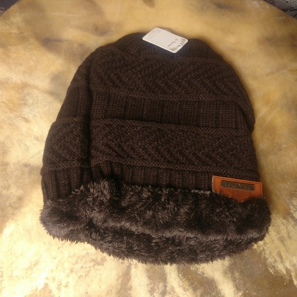 Messy Bun Ponytail Beanie Cap Brown - Picture 2 of 3