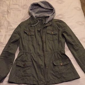 Green Utility Jacket w Removable Hood