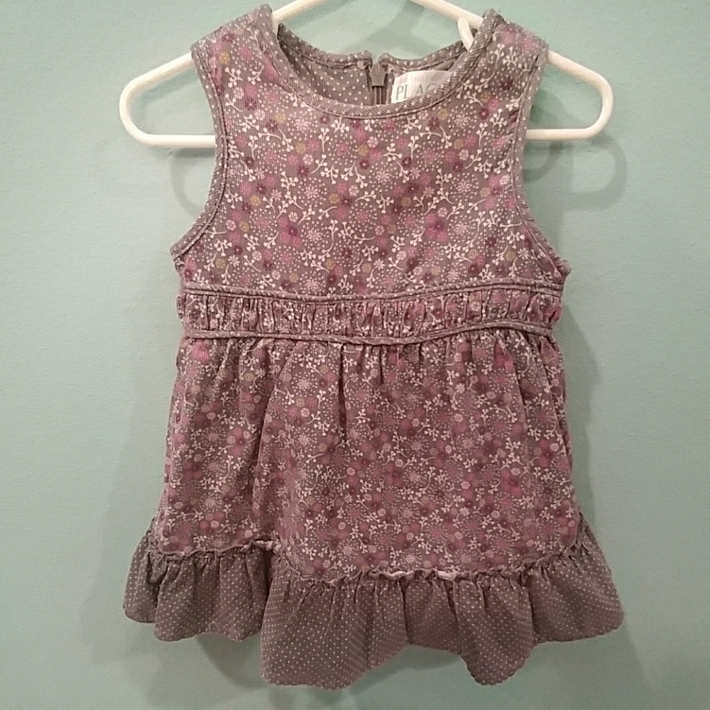 Gray corduroy floral dress