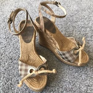 Burberry nova check rope wedge heel sandals