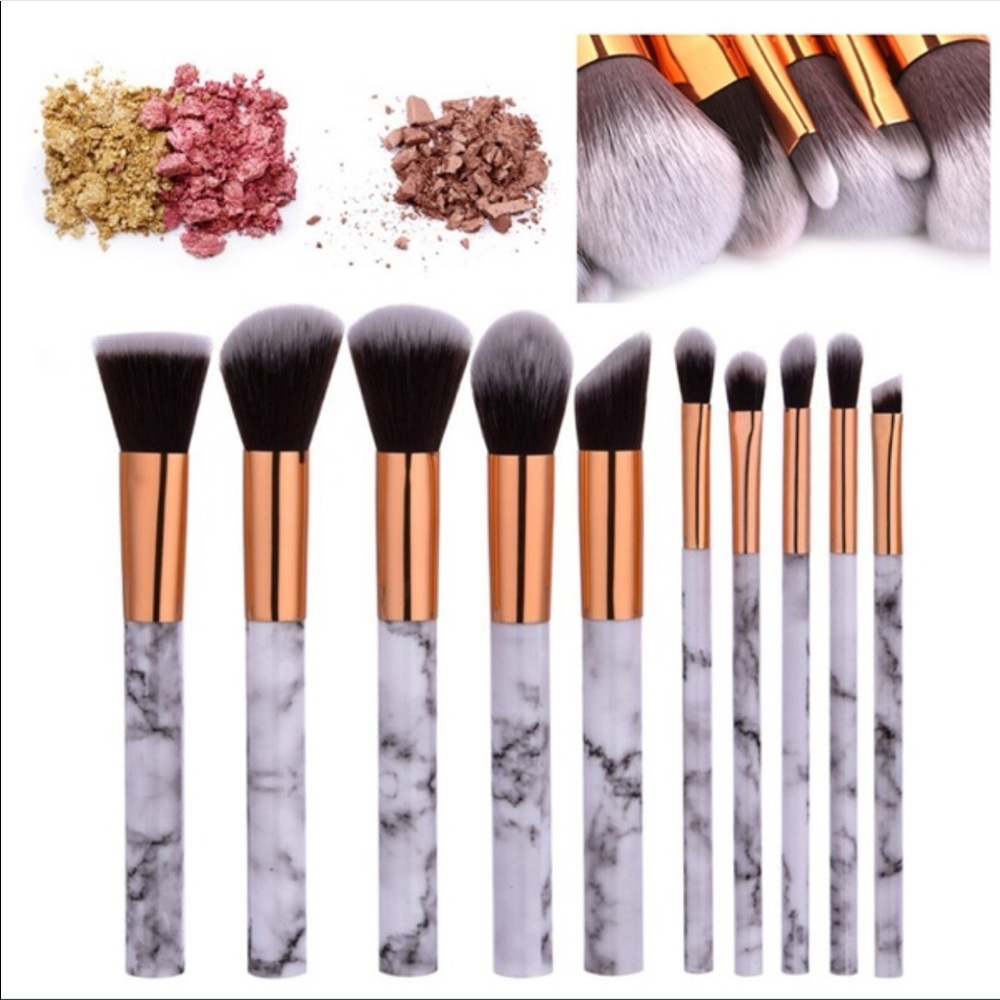 10 piece marble makeup brushes