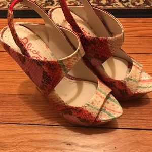 Alice+Olivia snake skin print shoes.