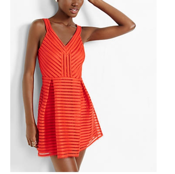 48 off Express Dresses & Skirts Express red mesh vneck pleated fit
