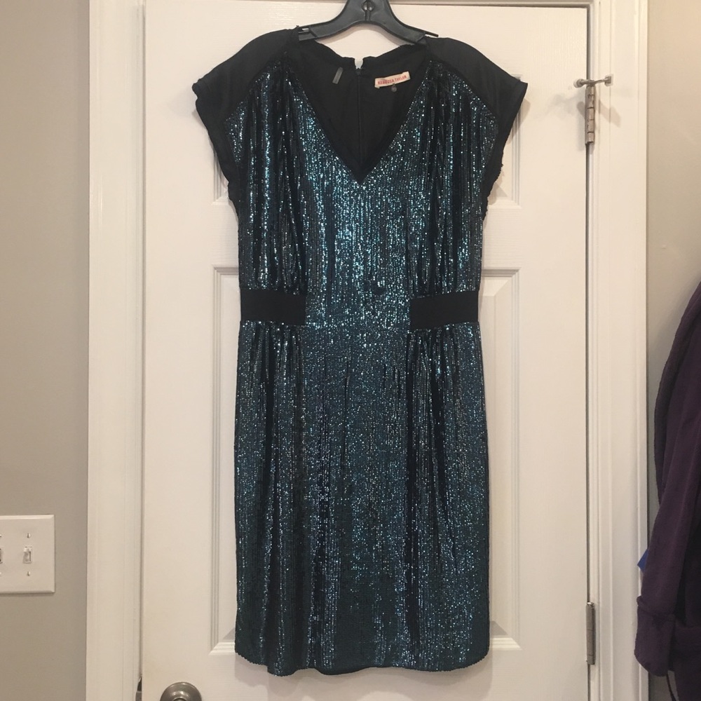 Teal Sequin Cocktail Dress-worn only one time!