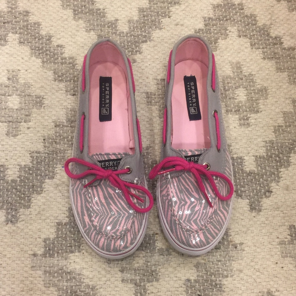 Sperry Top-Sider  Size 4 Pink/Gray w/Sequins