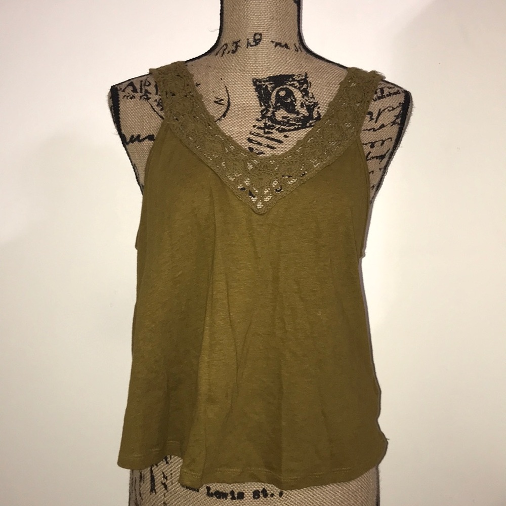 Green Crocheted tank with low V back