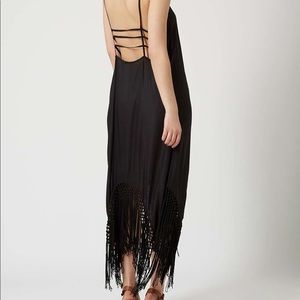 Black Topshop Fringe Slip Dress (US 6)