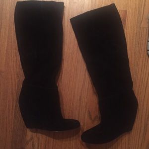 Nine West suede wedge knee high boots