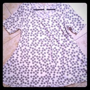 Lularoe perfect tee white with gray polka dots