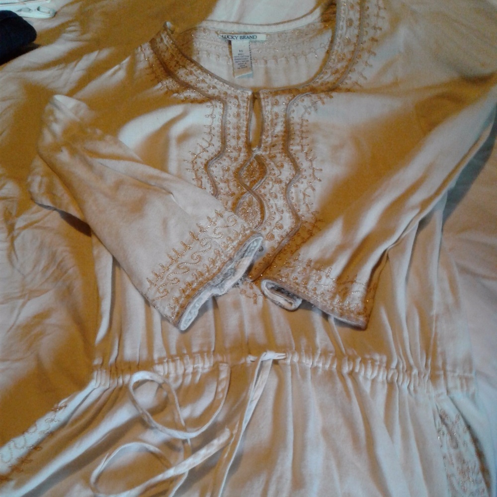 Lucky Brand shirt, beautiful gold trim.