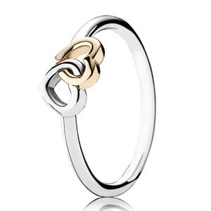 PANDORA Ring Heart to Heart Silver/ 14K Gold