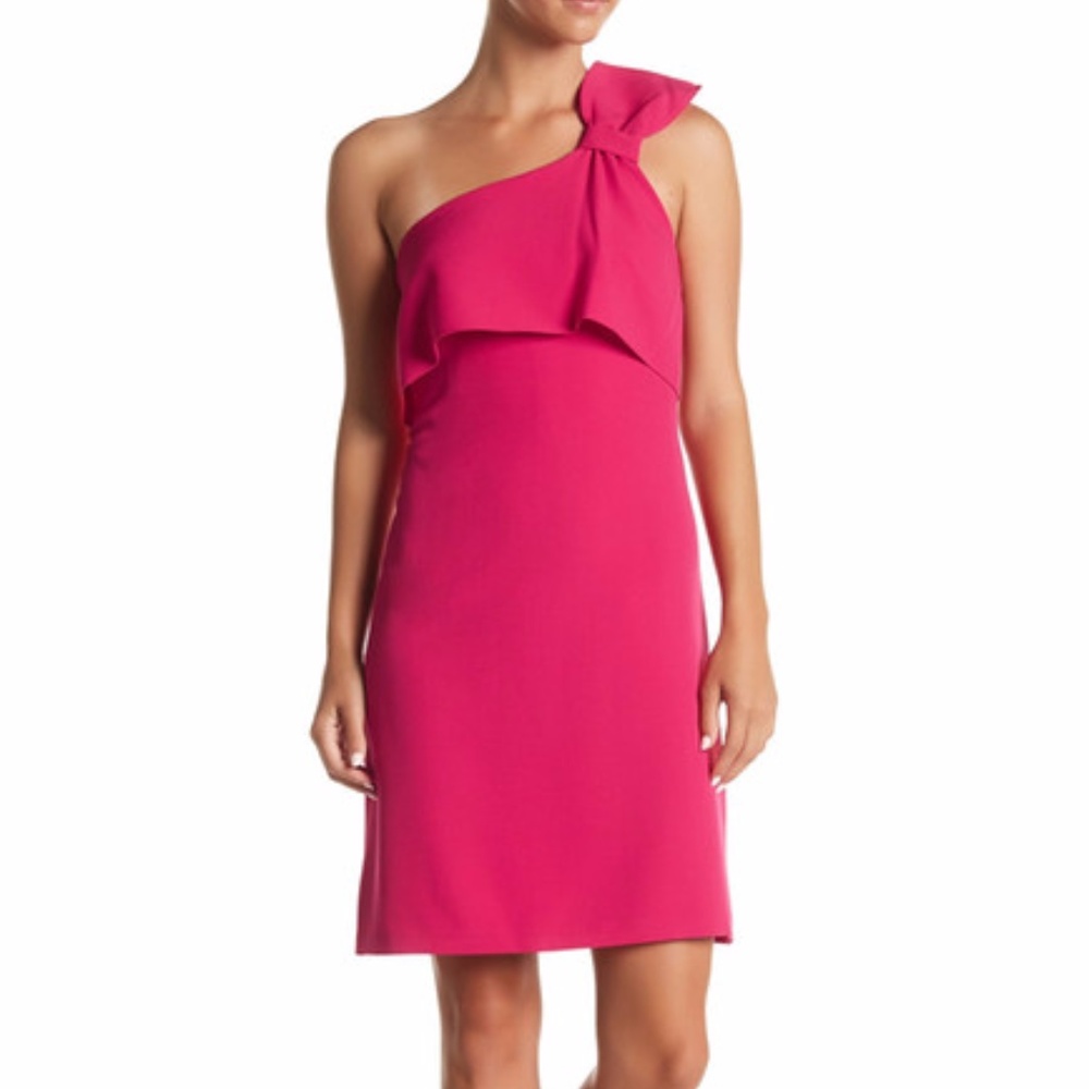 Beautiful Pink One Shoulder Popover Shift Dress