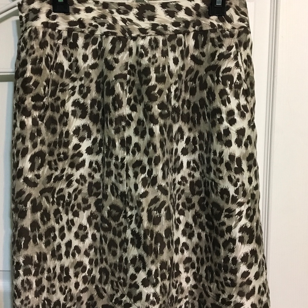Banana Republic Animal Print Silk A-Line Skirt, 12