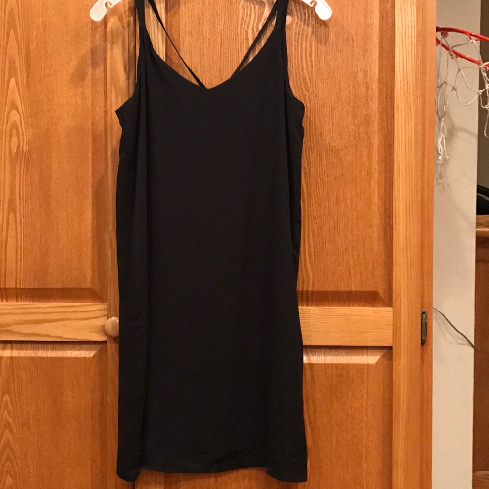 Black dress with cross cross back