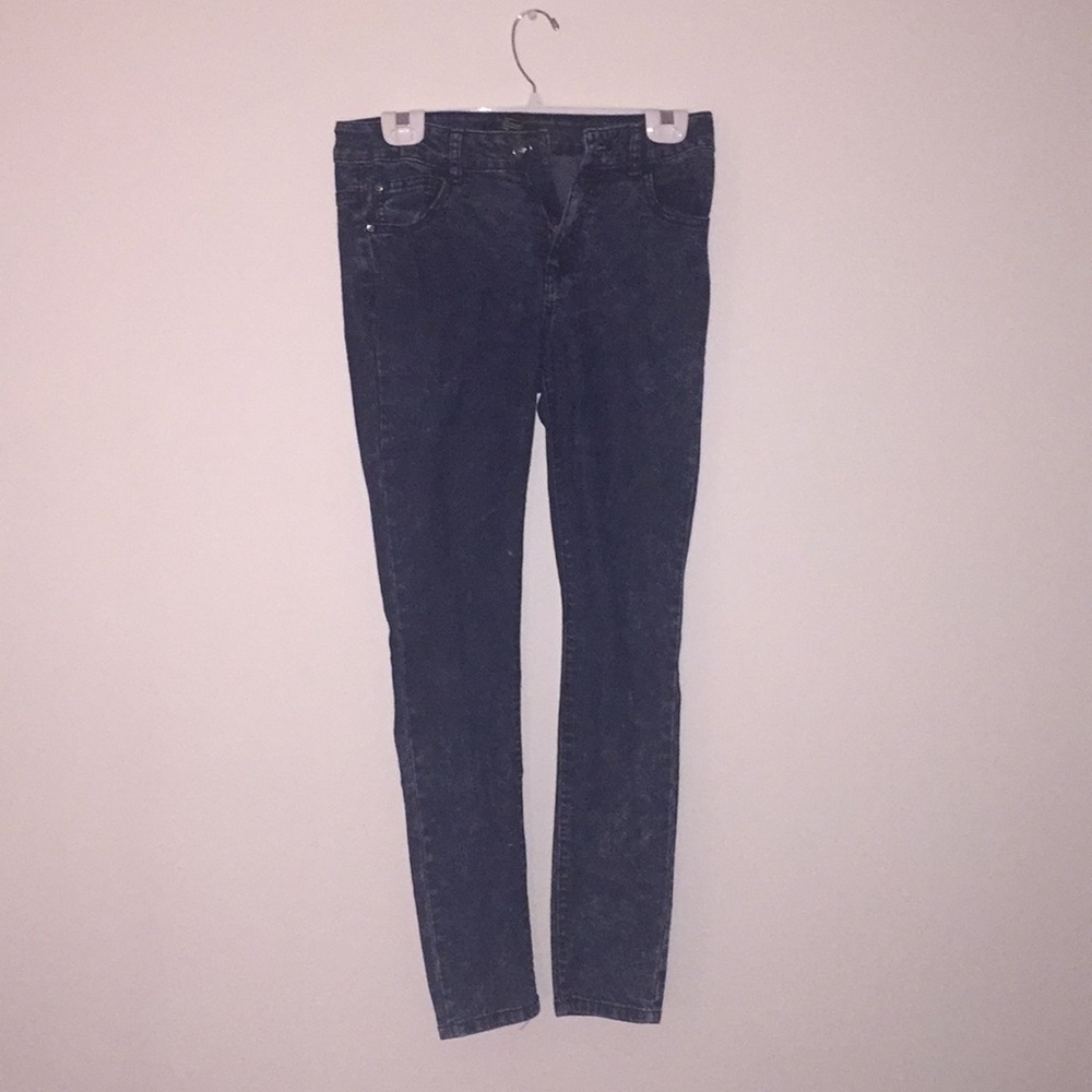 High waisted bleached denim jeans