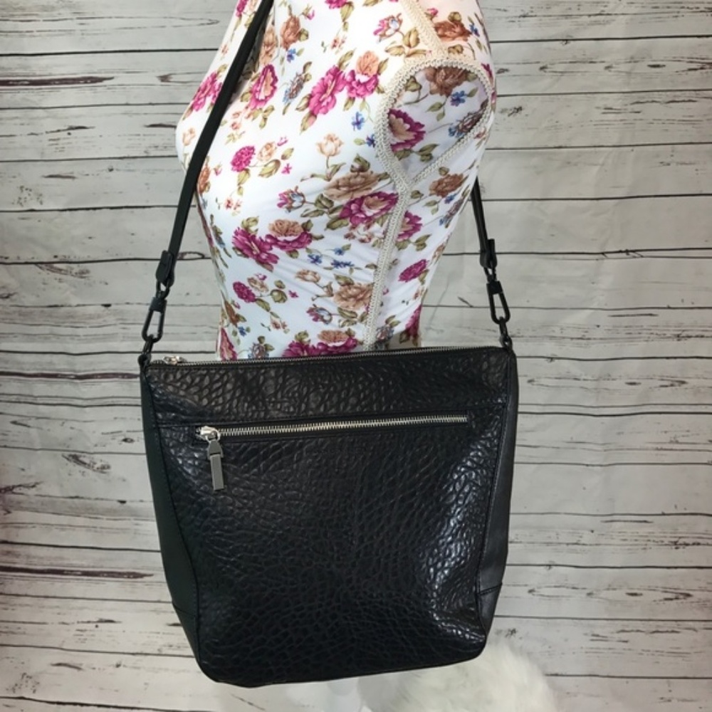 French Connection black textured purse