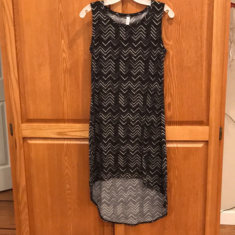 Asymmetrical black and white dress