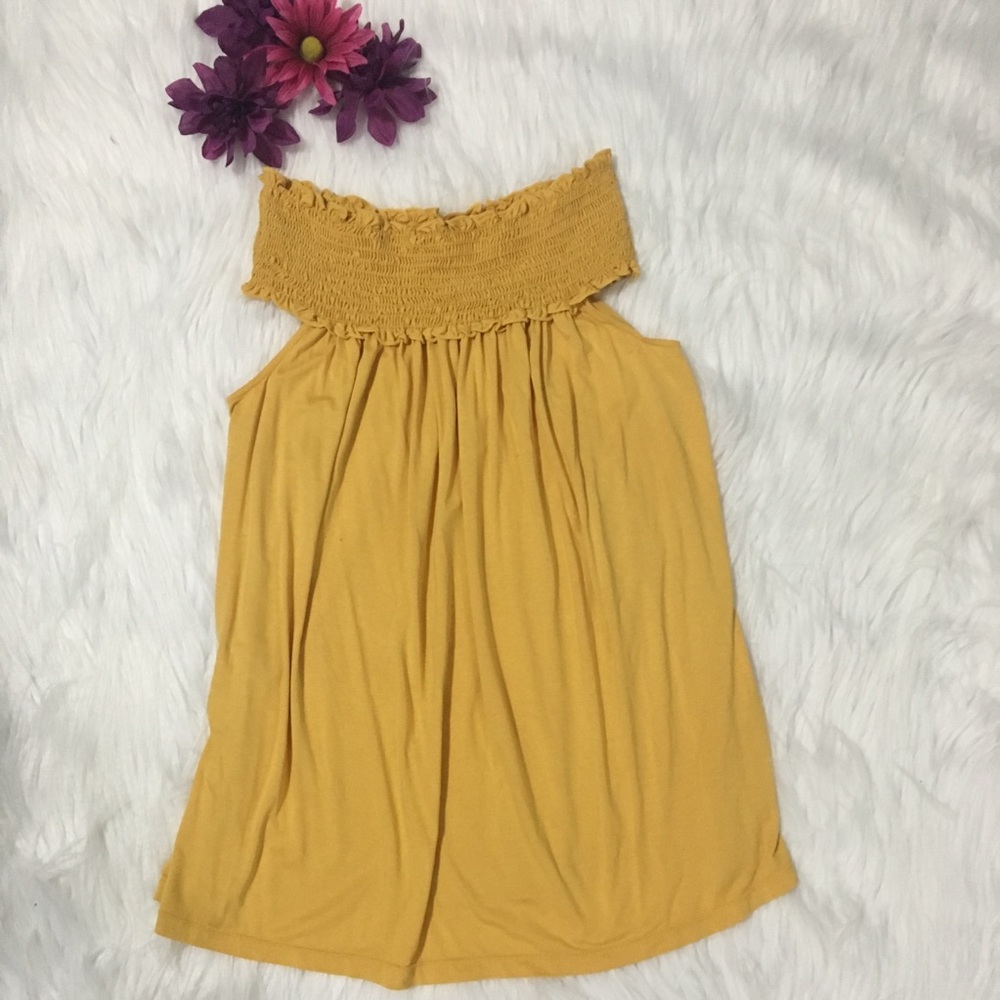 Max Studio Yellow Off The Shoulder Top