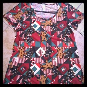 Lularoe christmas classic tee with gingerbread men