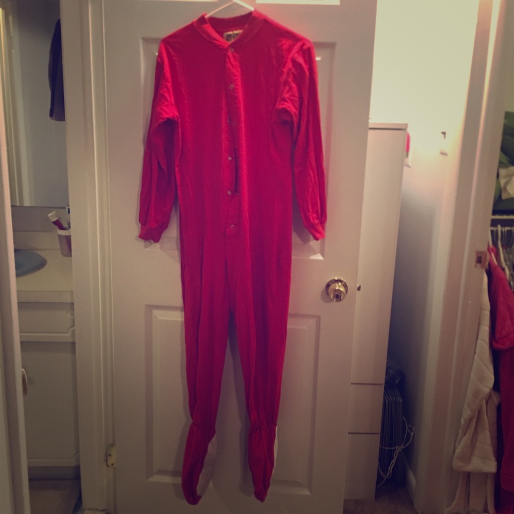 Button-down adult footy PJ’s with butt flap