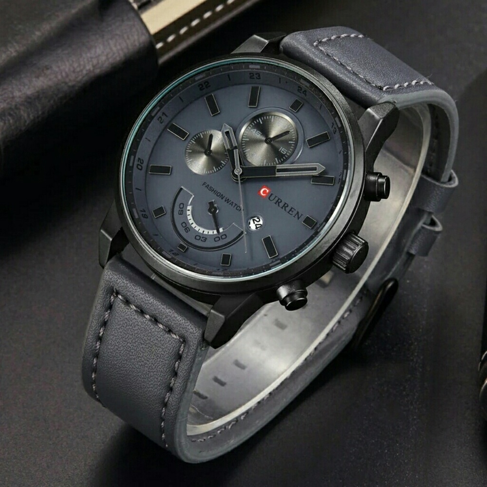 LEATHER Men quartz army Watch Top Brand Waterproof