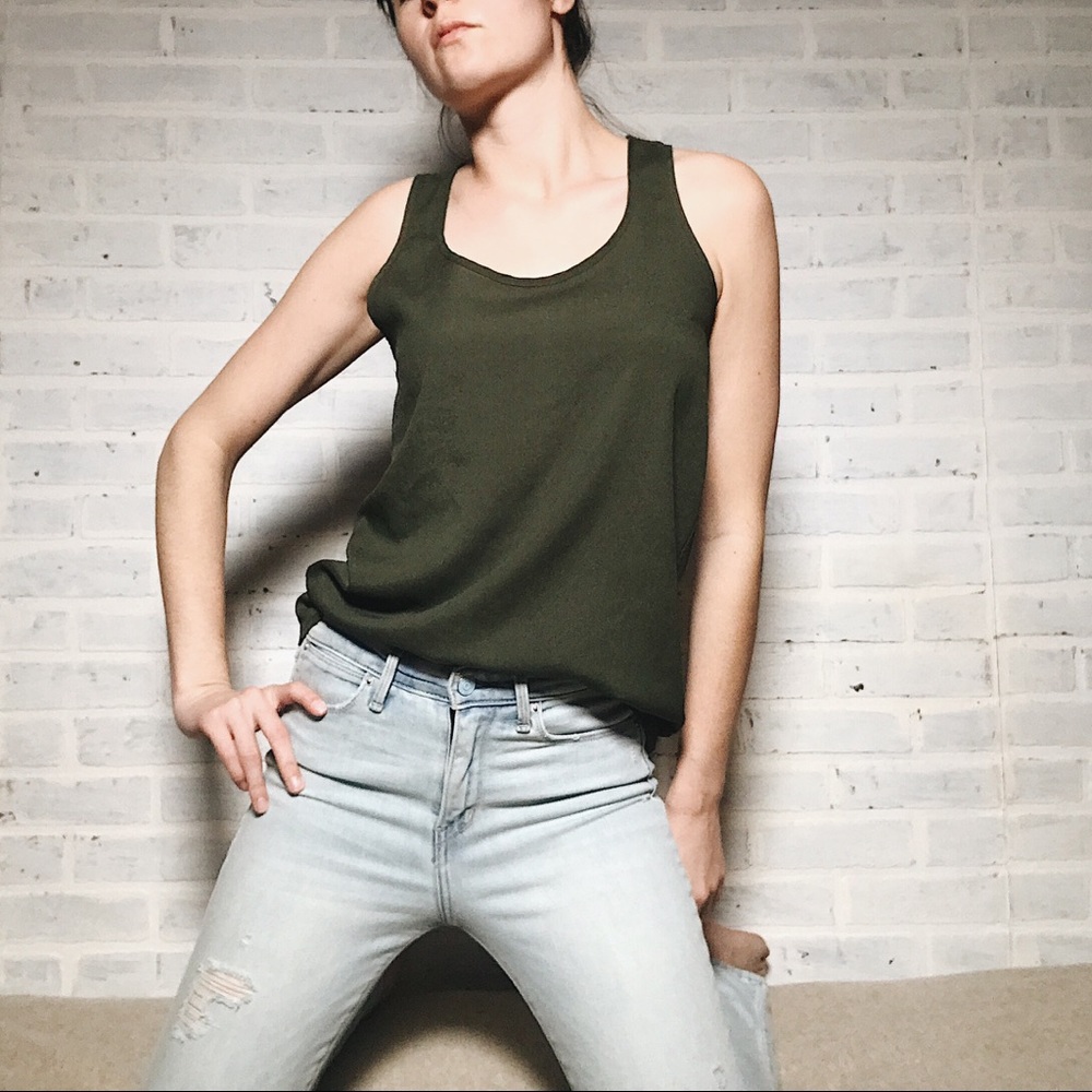 Olive Green Racerback Tank - Picture 2 of 3