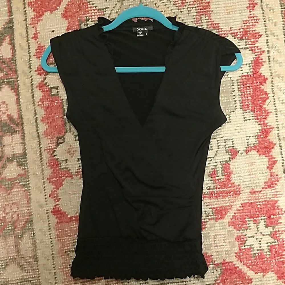 Black ruffled tank top, small XOXO