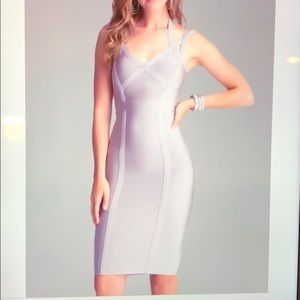 Bebe 3-Strap Midi Bandage Dress