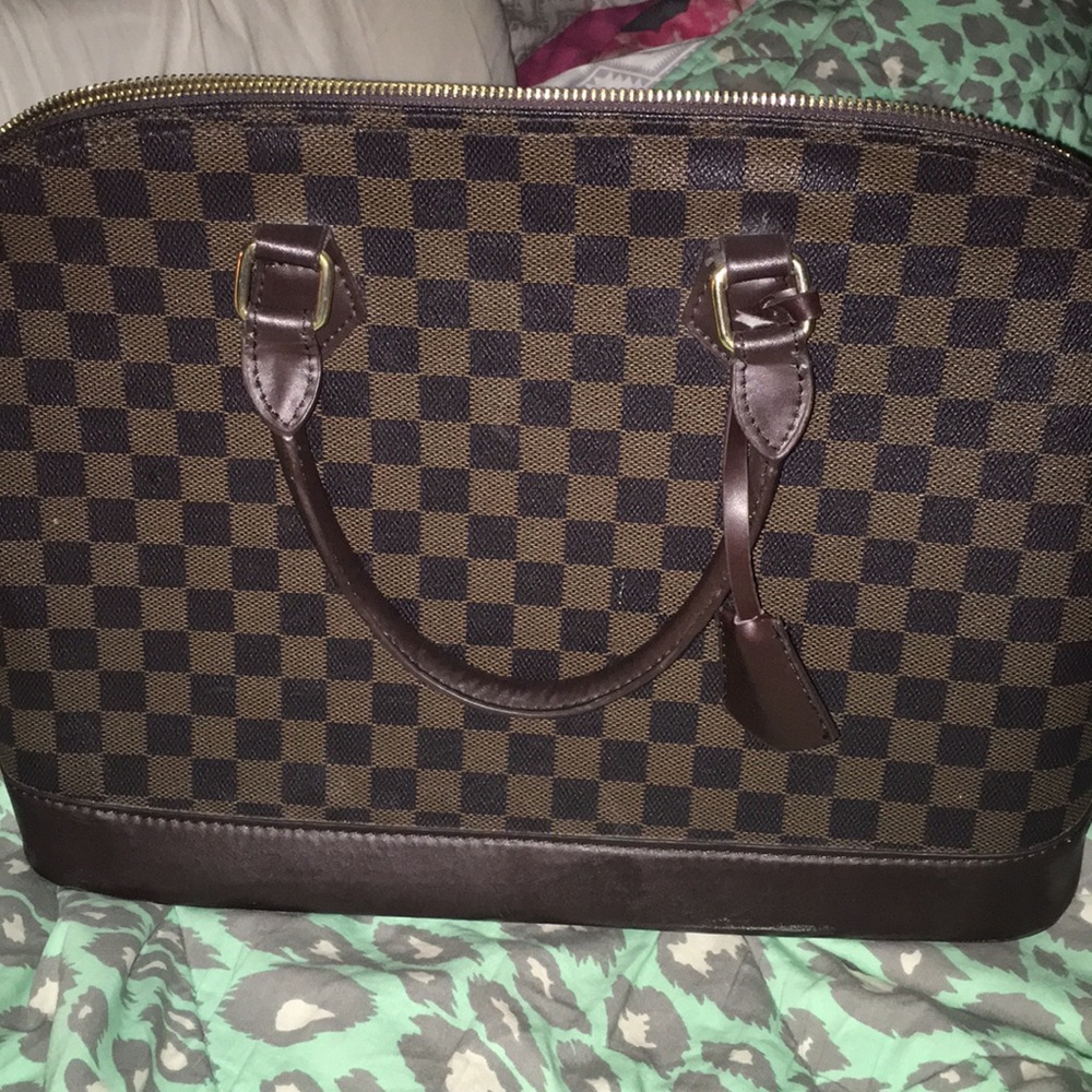Brown checker bag