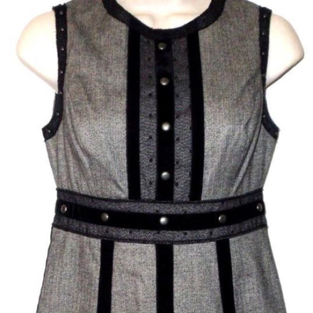 ANNA SUI Black-Grey Herringbone Birdcage Dress 7