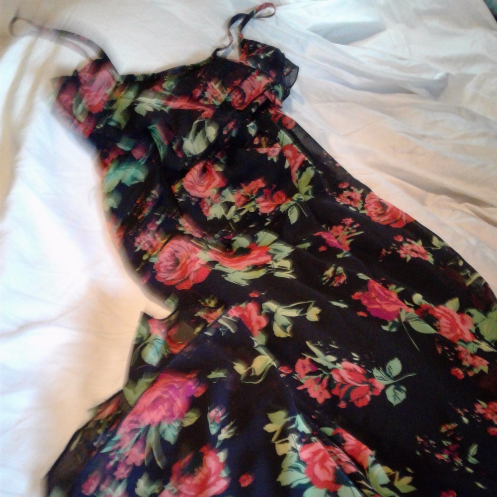 Stunning rose long summer dress, small straps.