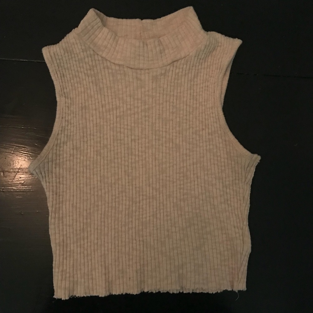 Pink sweater crop top turtleneck