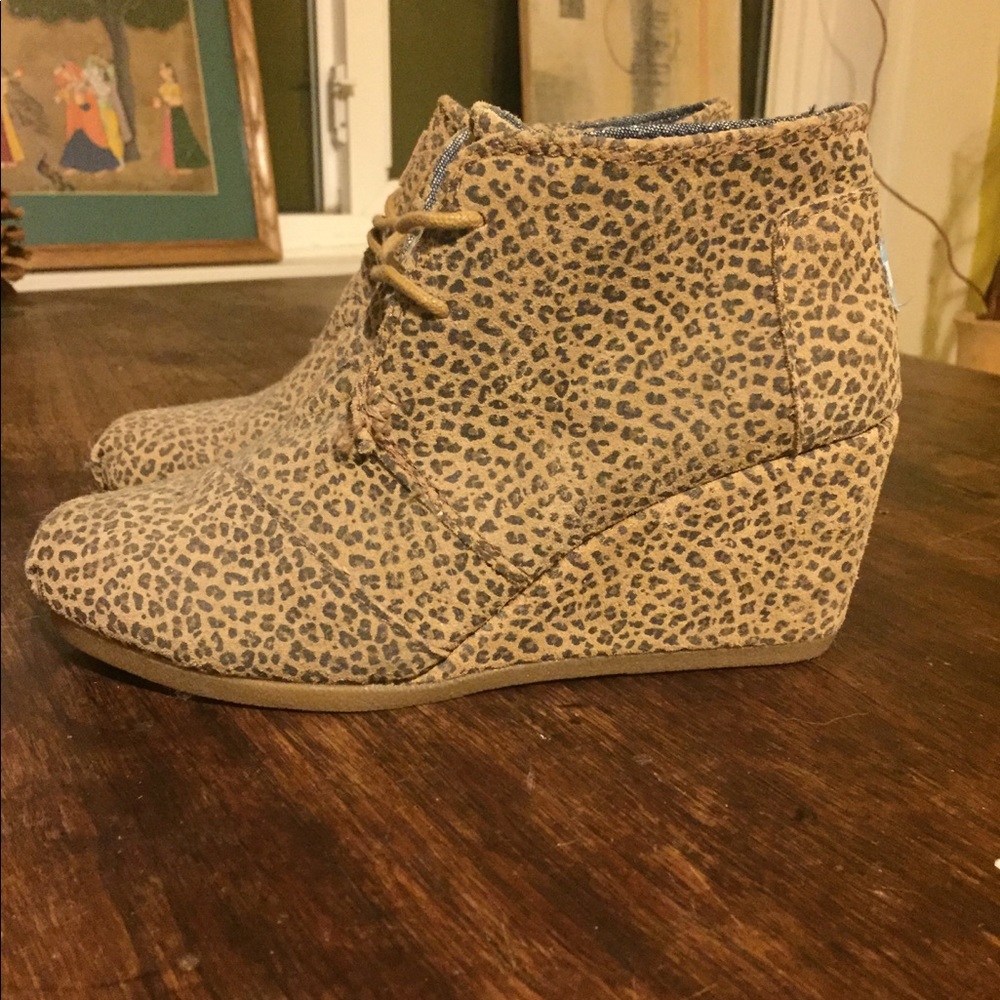 TOMS Leopard Print Wedge Bootie