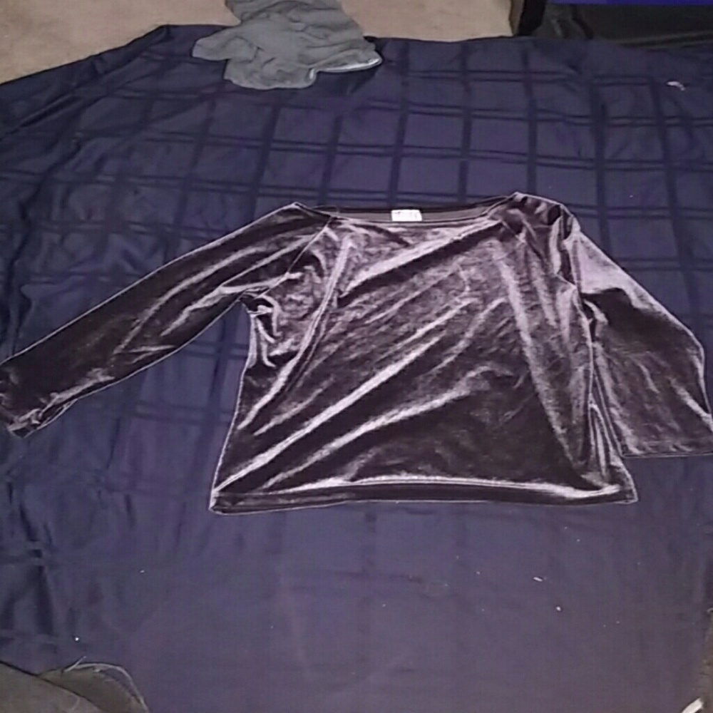 Long sleeve velvet/silky polyester top