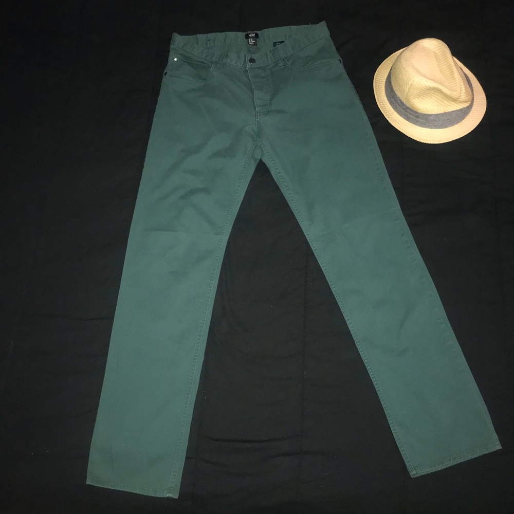 H&M button up green men’s chinos 32/32