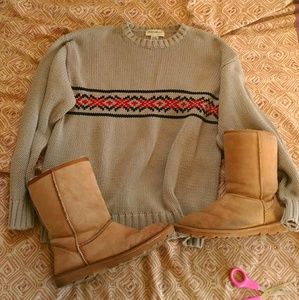Eddie Bauer Beige Knit Cotton Sweater