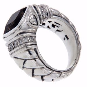Scott Kay Sterling Silver Diamond Smoke Topaz Ring